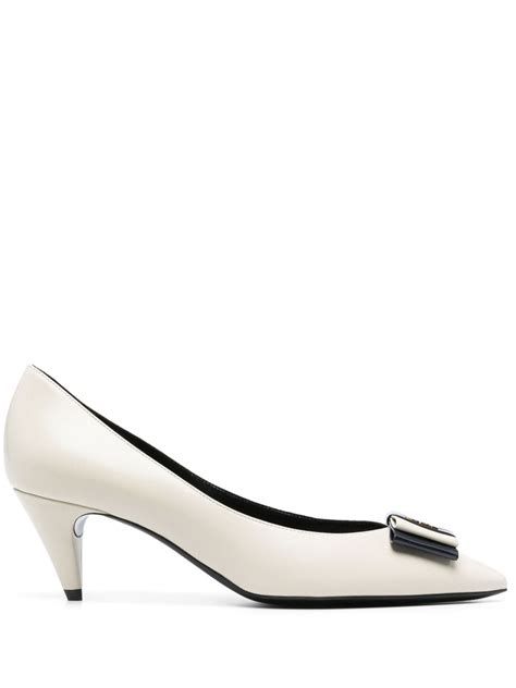 Saint Laurent Anais Bow Leather Pumps 